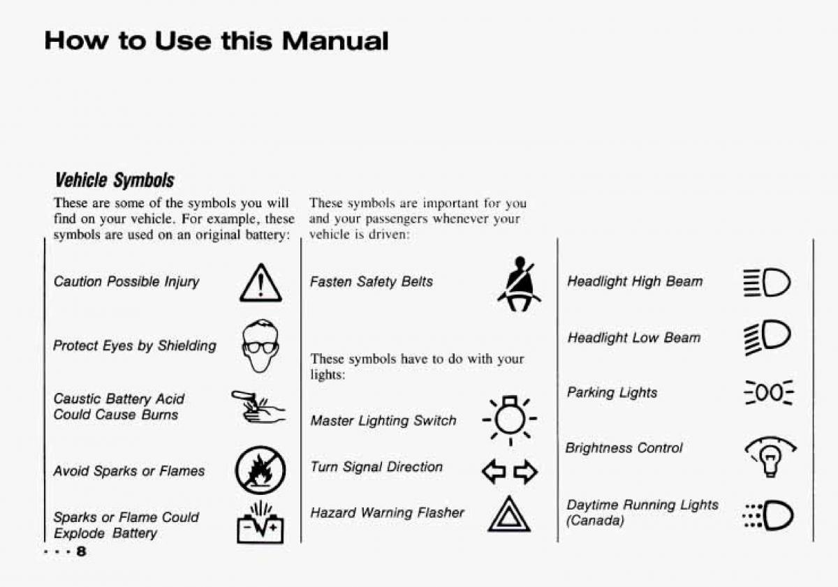 Chevrolet Tracker owners manual / page 10