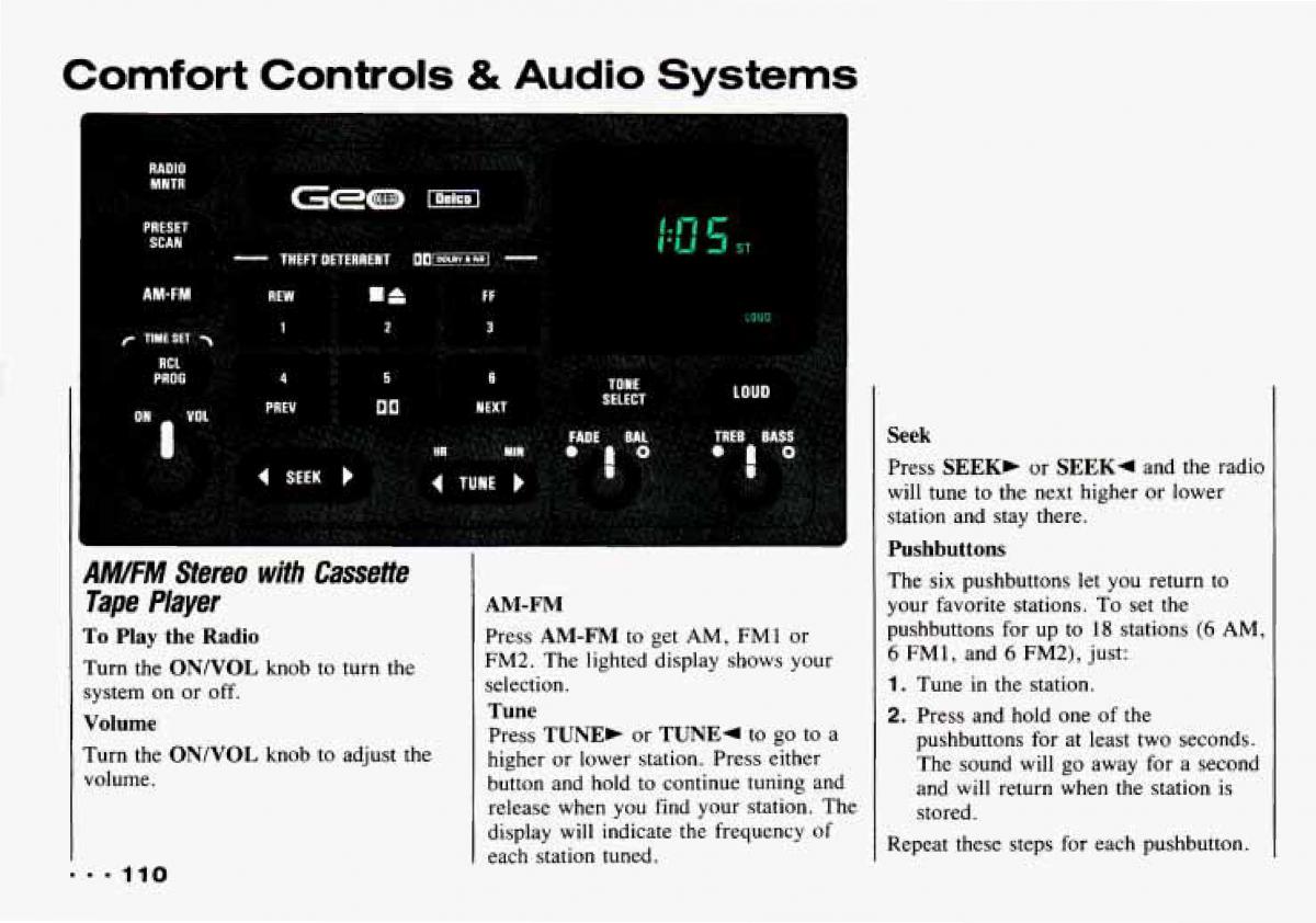 Chevrolet Tracker owners manual / page 112