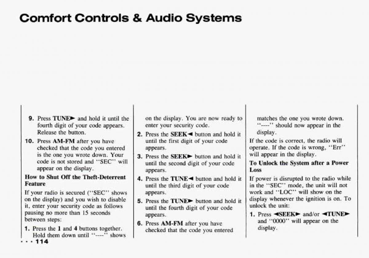 Chevrolet Tracker owners manual / page 116