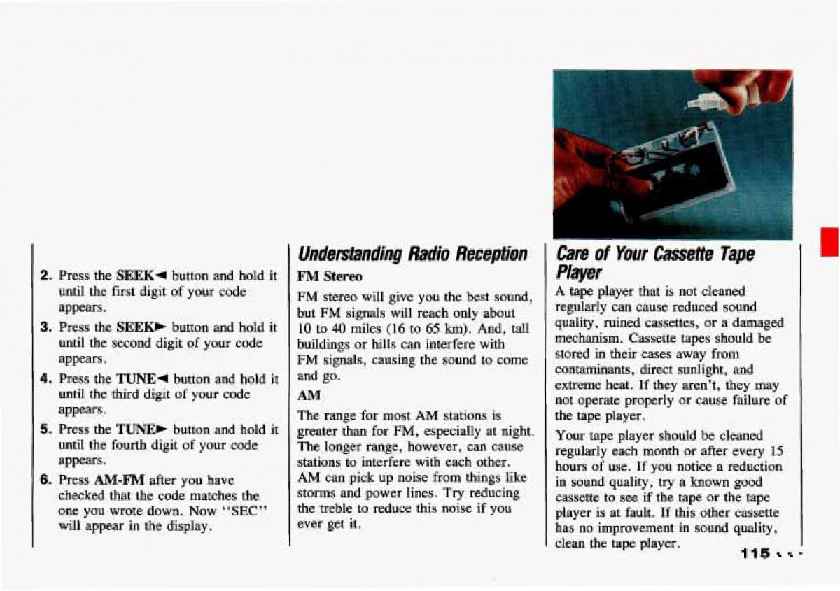 Chevrolet Tracker owners manual / page 117