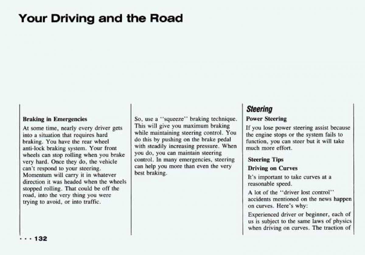 Chevrolet Tracker owners manual / page 134