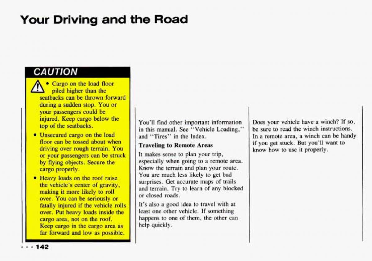 Chevrolet Tracker owners manual / page 144