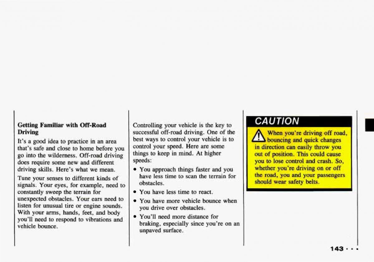 Chevrolet Tracker owners manual / page 145