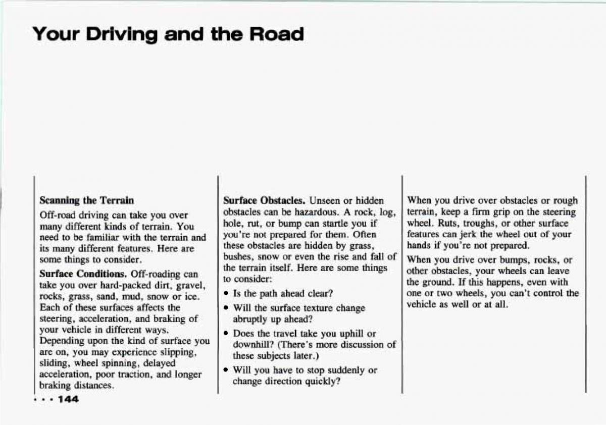 Chevrolet Tracker owners manual / page 146