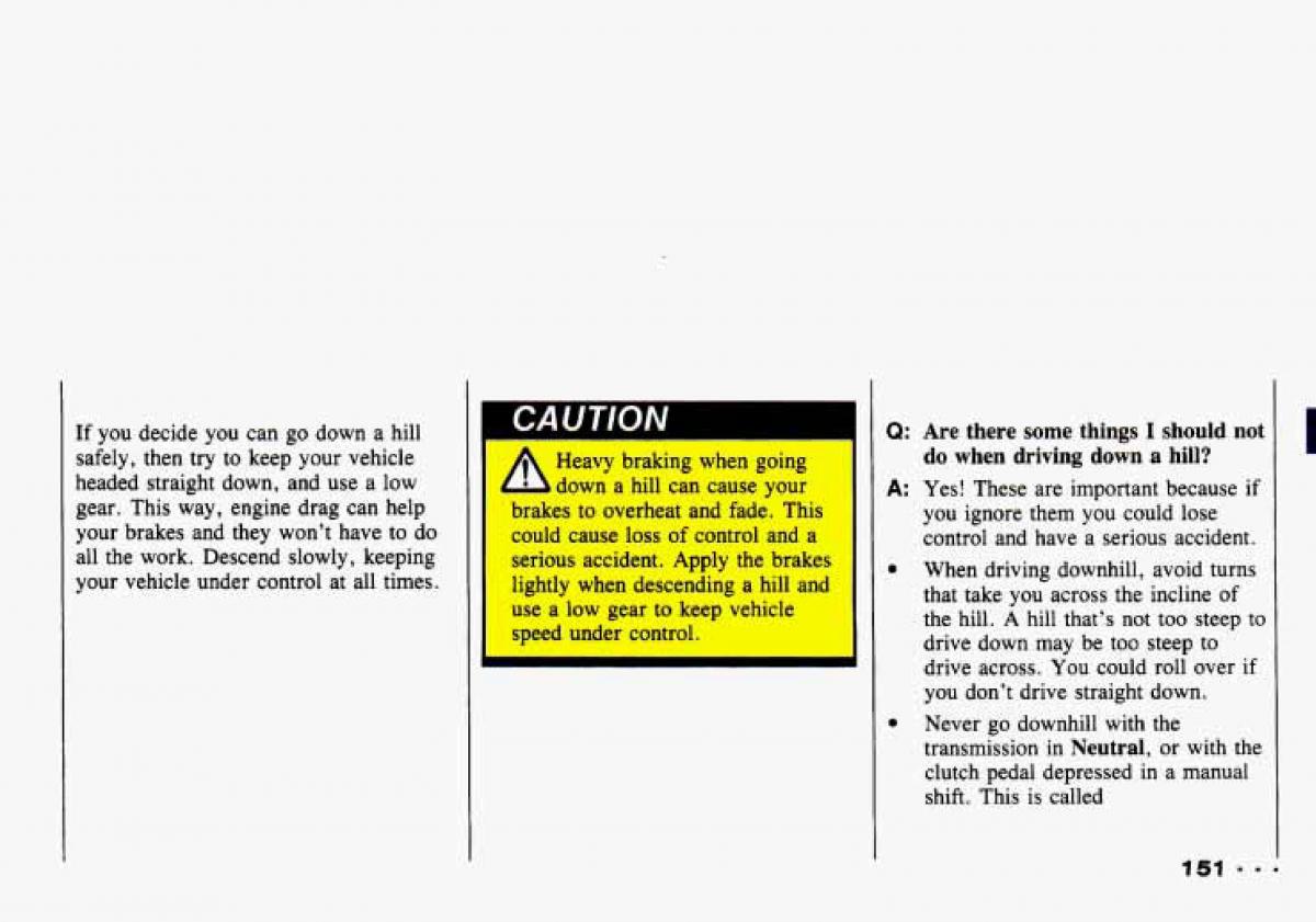 Chevrolet Tracker owners manual / page 153