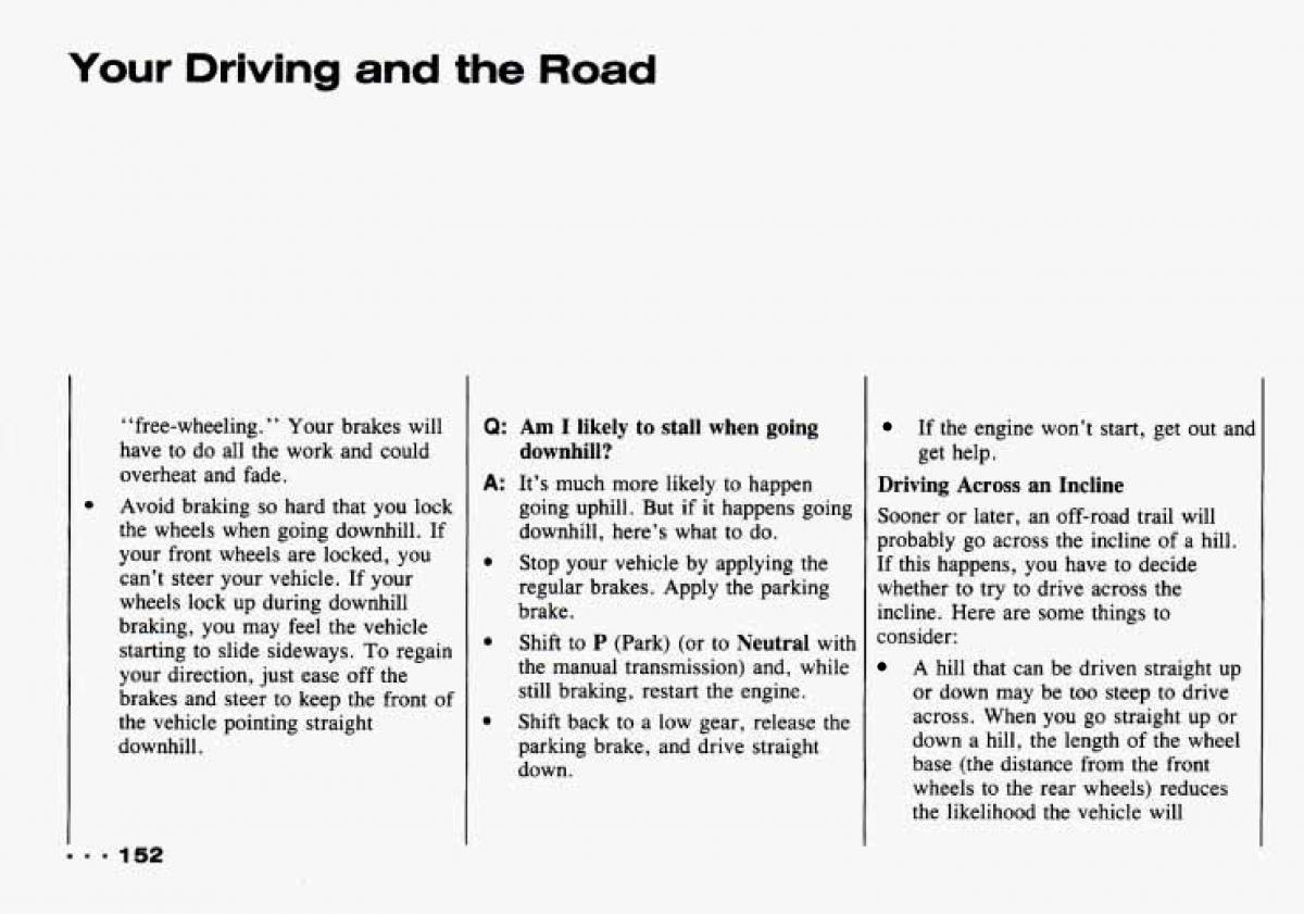 Chevrolet Tracker owners manual / page 154