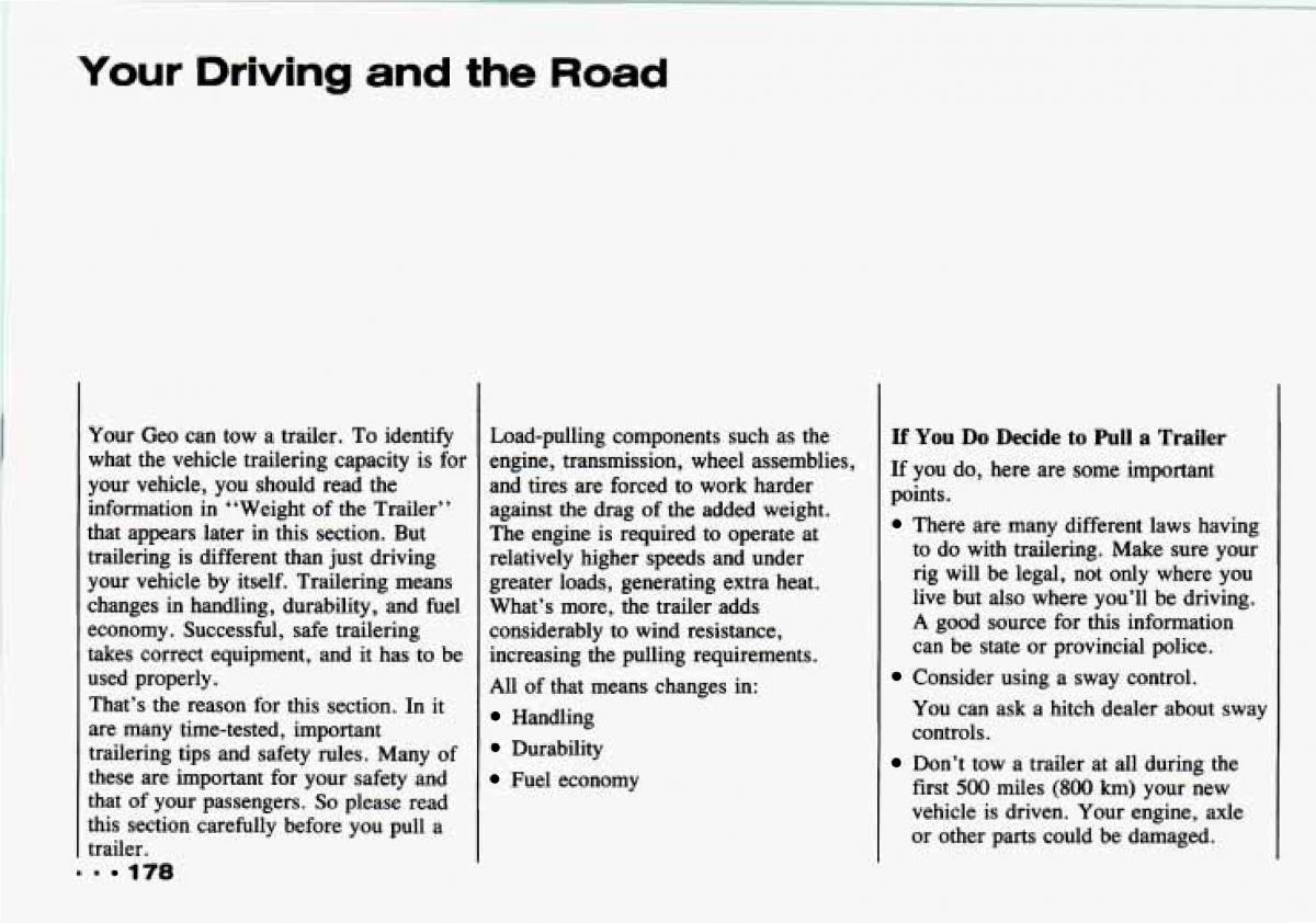 Chevrolet Tracker owners manual / page 180