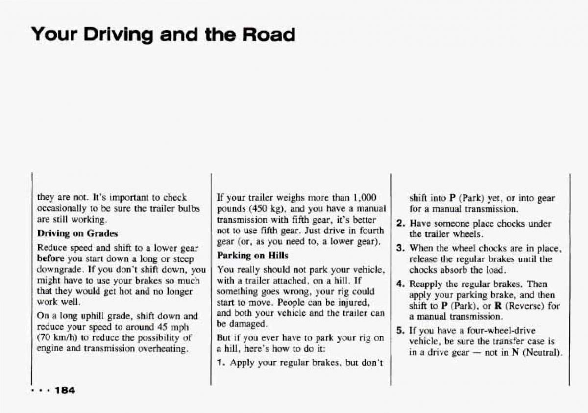 Chevrolet Tracker owners manual / page 186