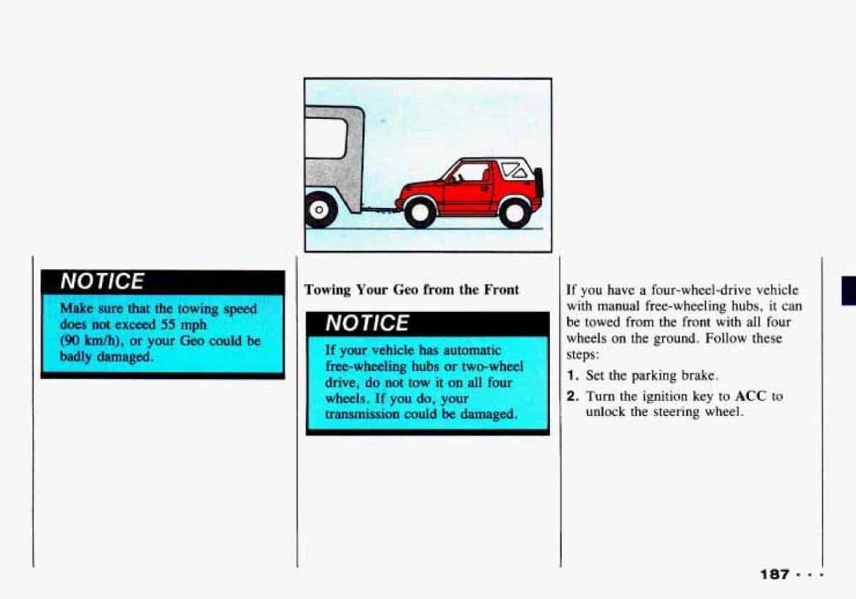 Chevrolet Tracker owners manual / page 189