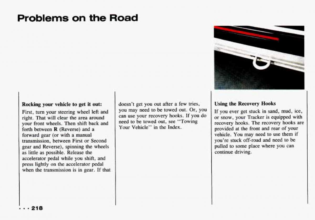 Chevrolet Tracker owners manual / page 220