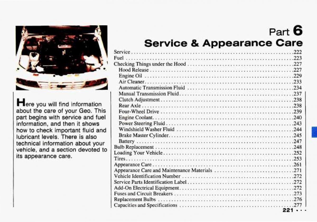 Chevrolet Tracker owners manual / page 223