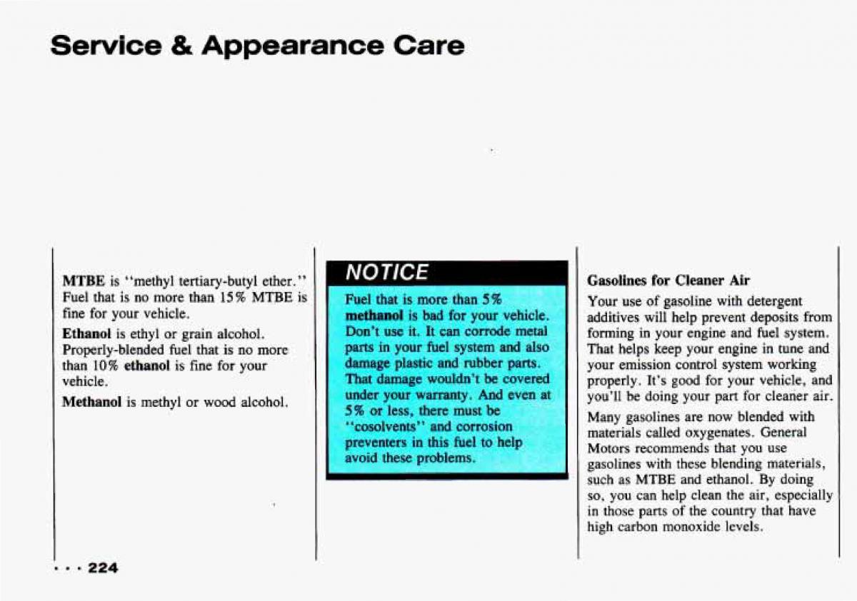 Chevrolet Tracker owners manual / page 226