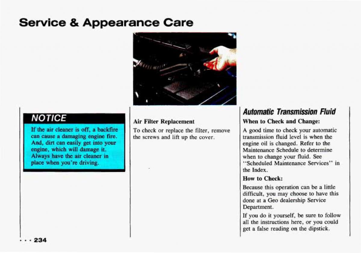 Chevrolet Tracker owners manual / page 236