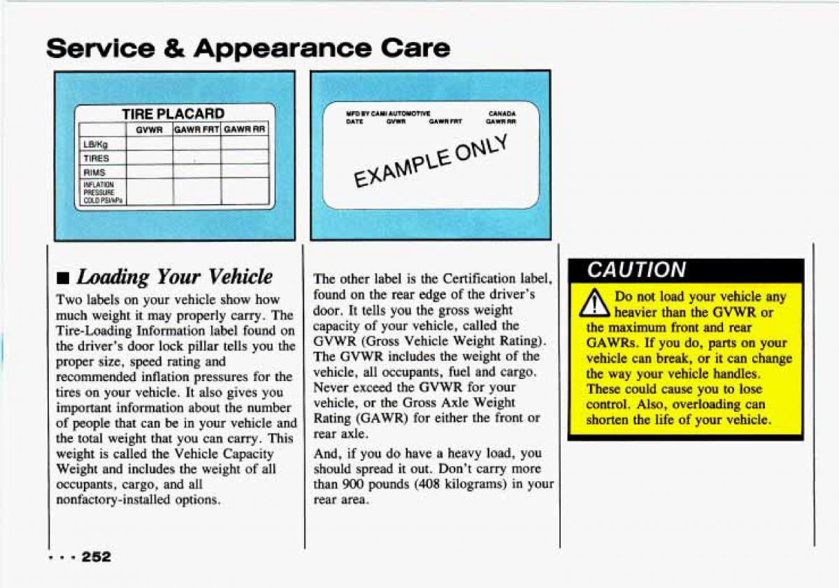 Chevrolet Tracker owners manual / page 254