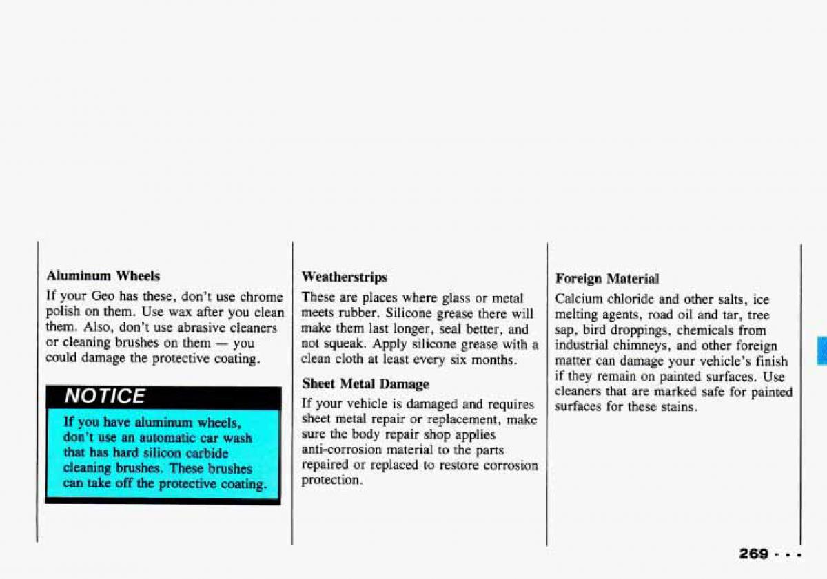 Chevrolet Tracker owners manual / page 271