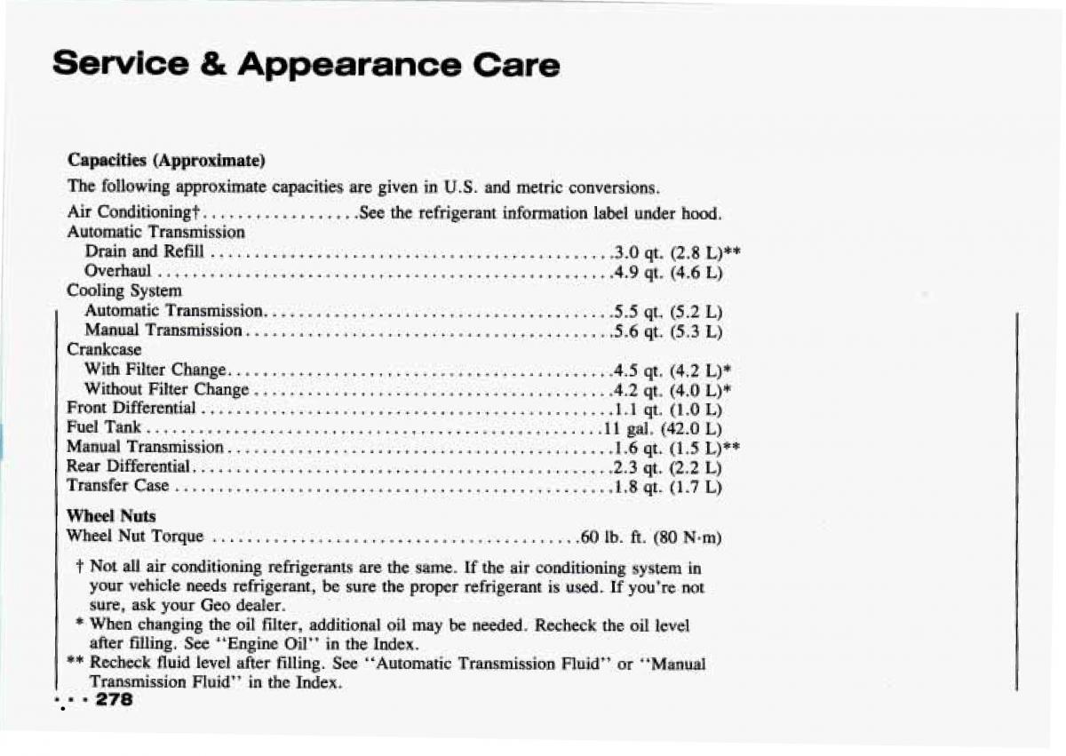 Chevrolet Tracker owners manual / page 280