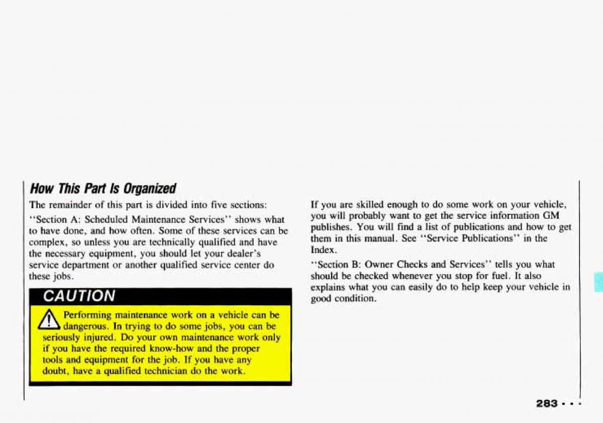 Chevrolet Tracker owners manual / page 285