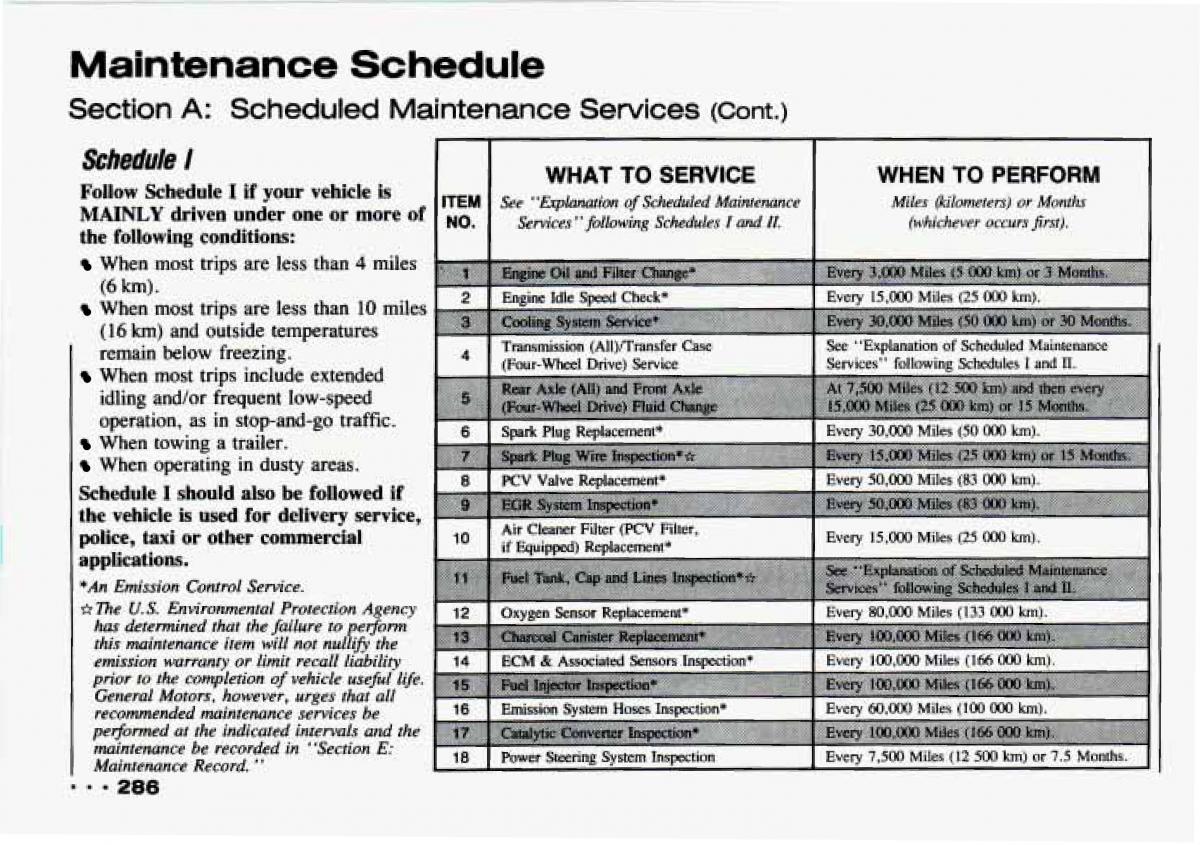 Chevrolet Tracker owners manual / page 288