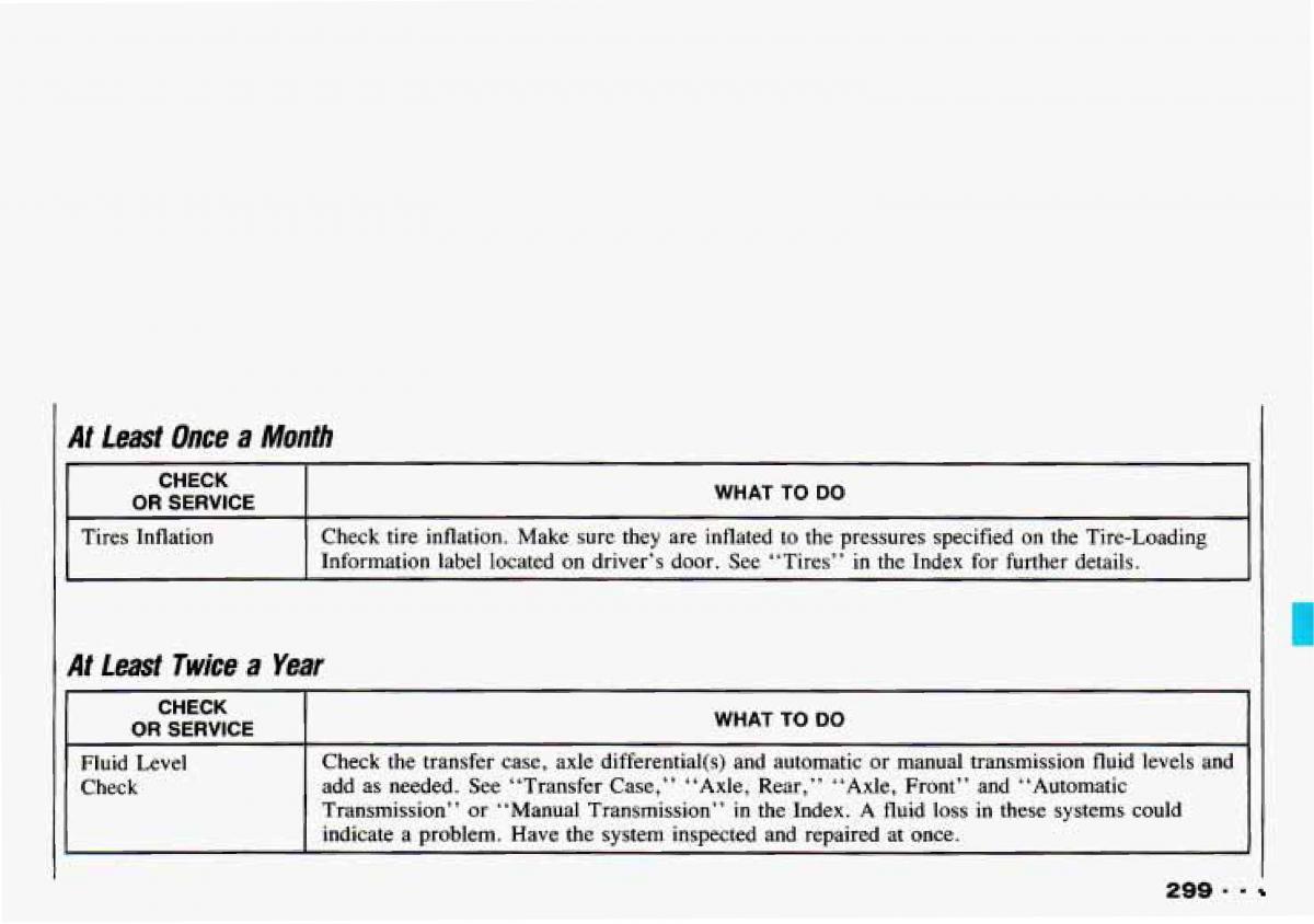 Chevrolet Tracker owners manual / page 301