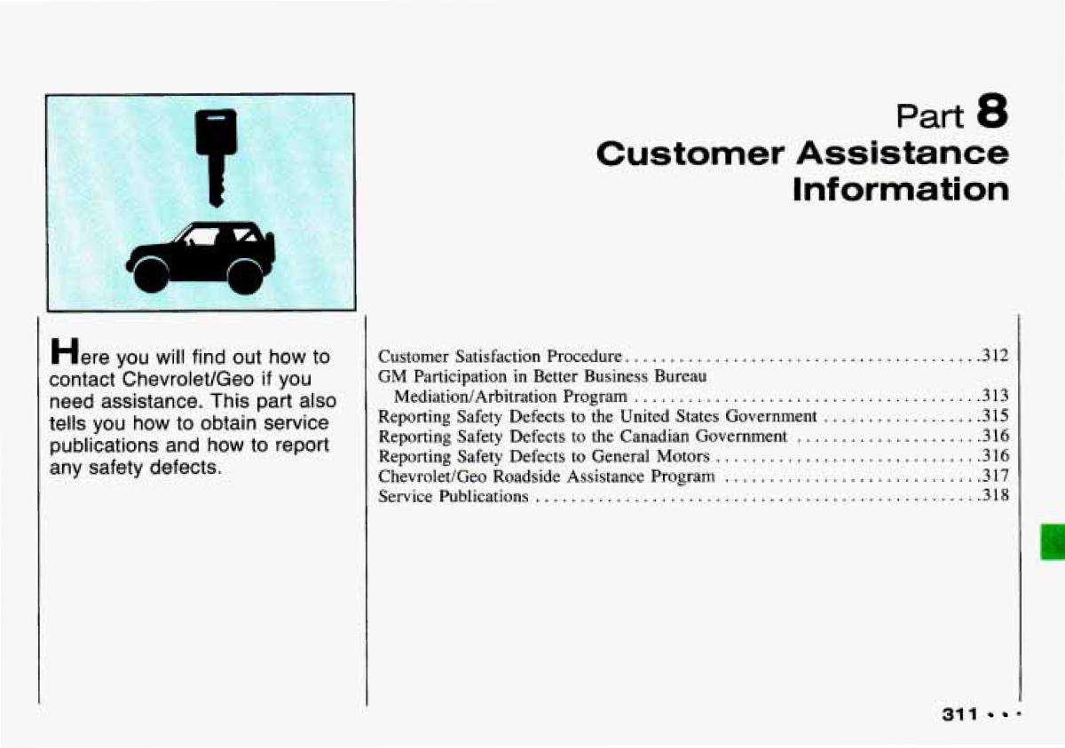 Chevrolet Tracker owners manual / page 313