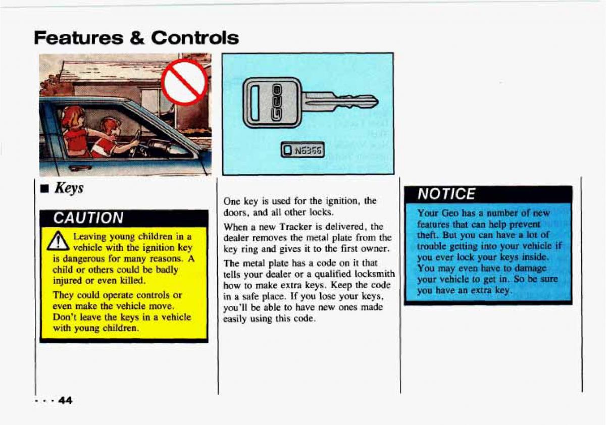 Chevrolet Tracker owners manual / page 46