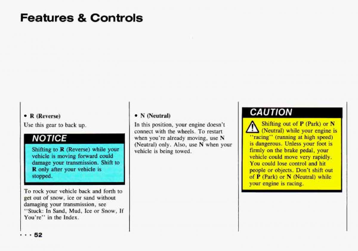 Chevrolet Tracker owners manual / page 54