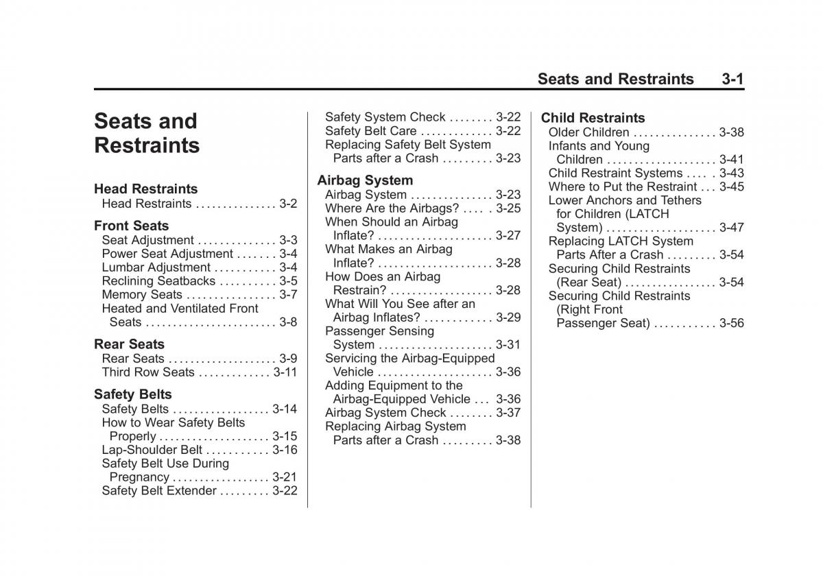 Chevrolet Traverse owners manual / page 57