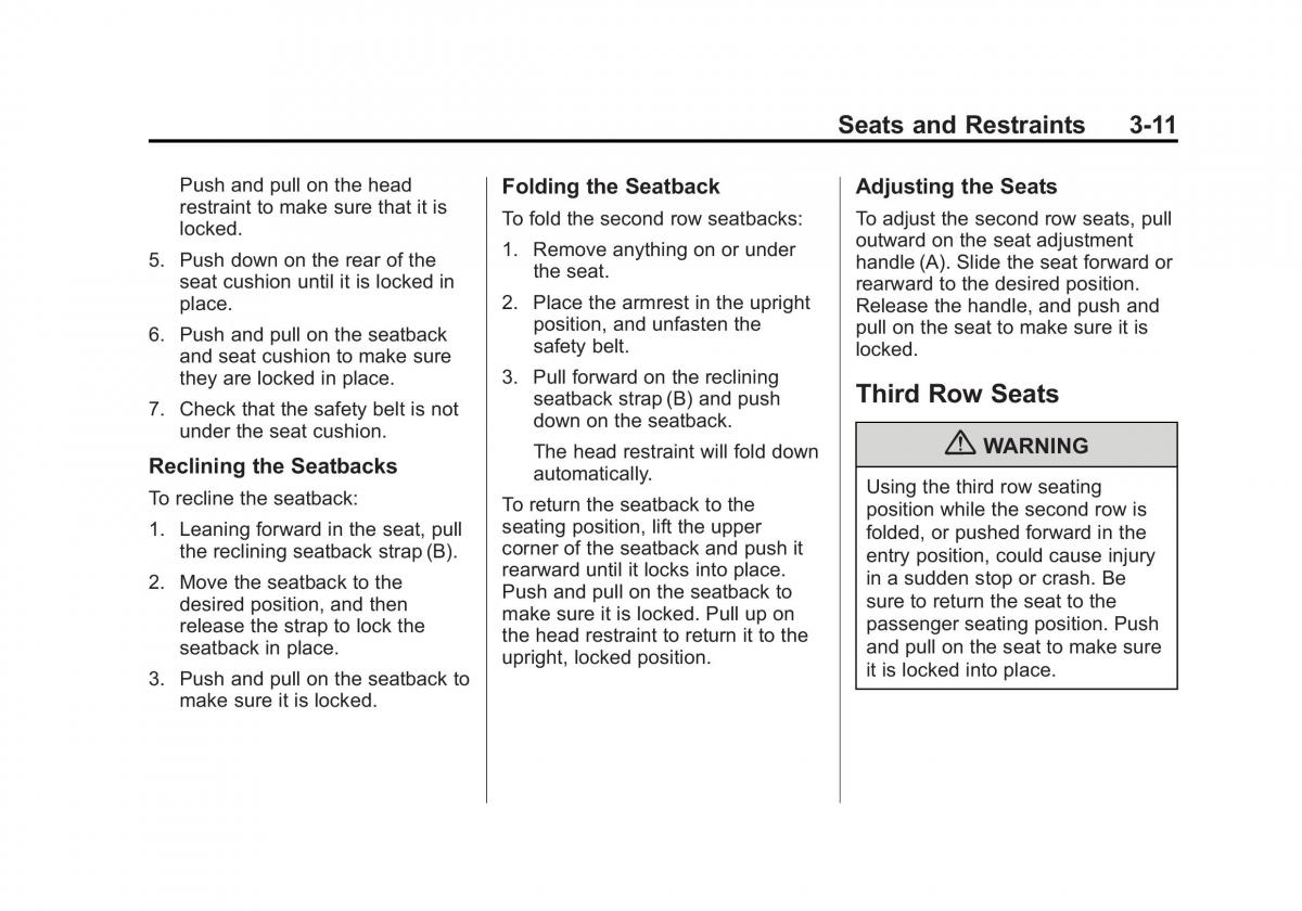 Chevrolet Traverse owners manual / page 67