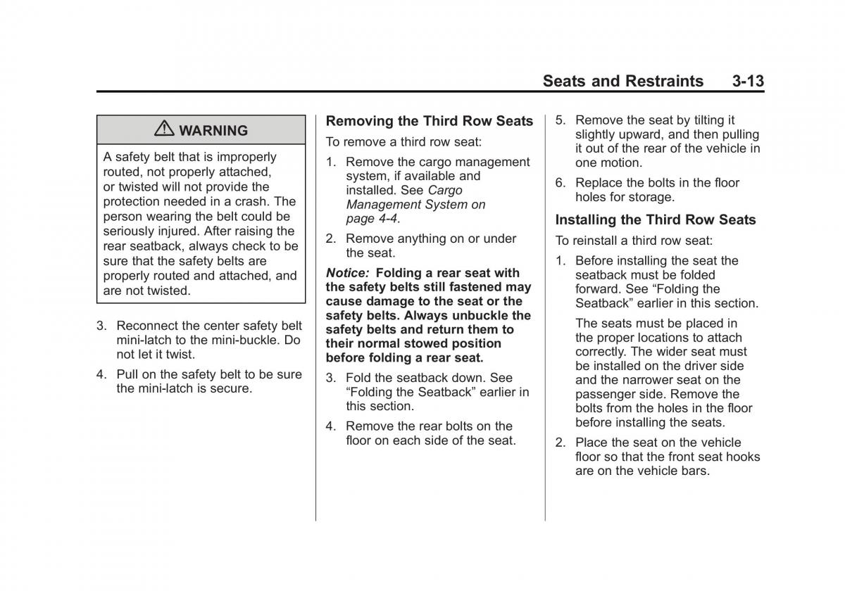 Chevrolet Traverse owners manual / page 69