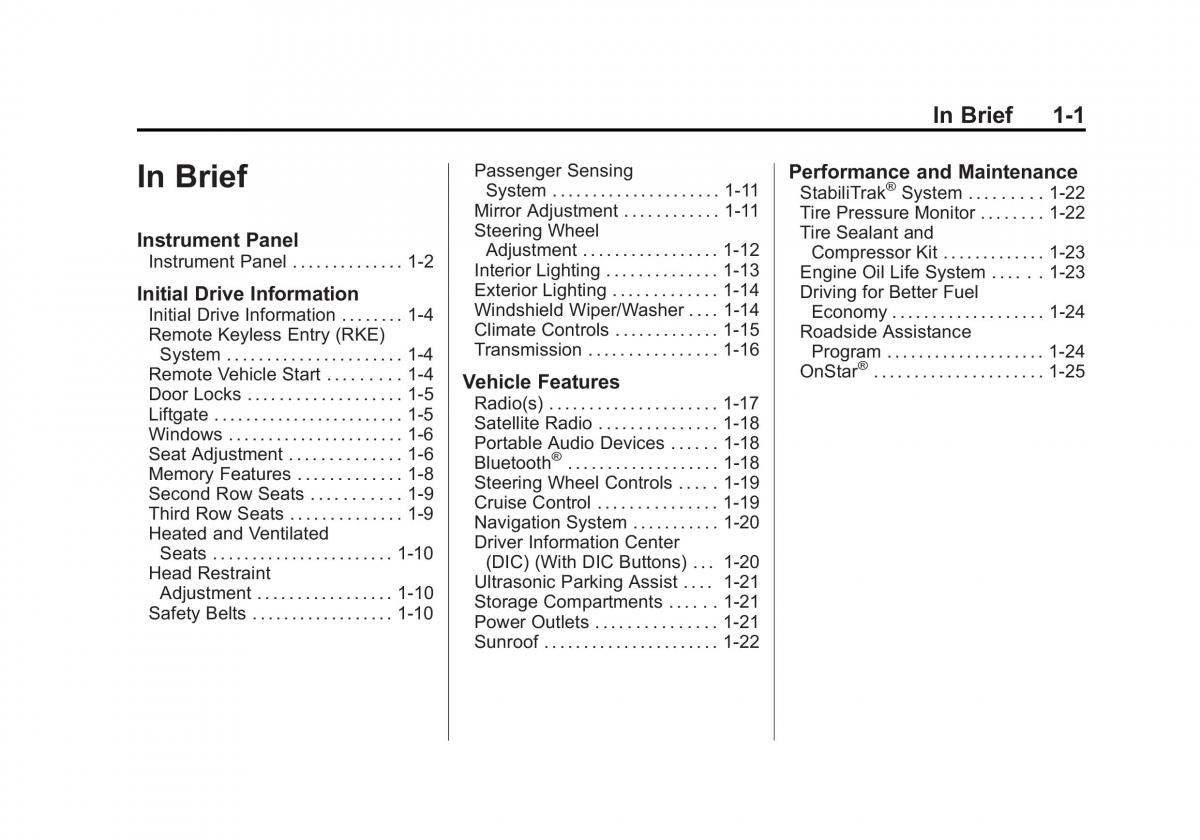 Chevrolet Traverse owners manual / page 7