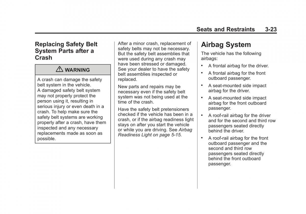 Chevrolet Traverse owners manual / page 79