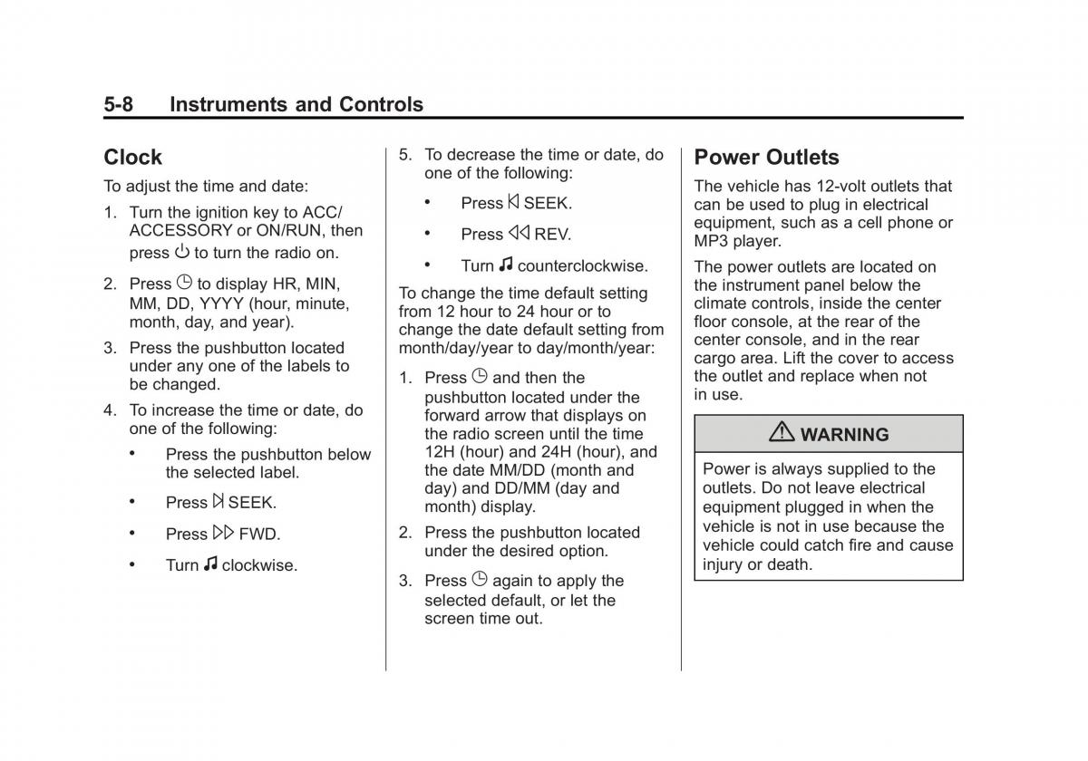 Chevrolet Traverse owners manual / page 128