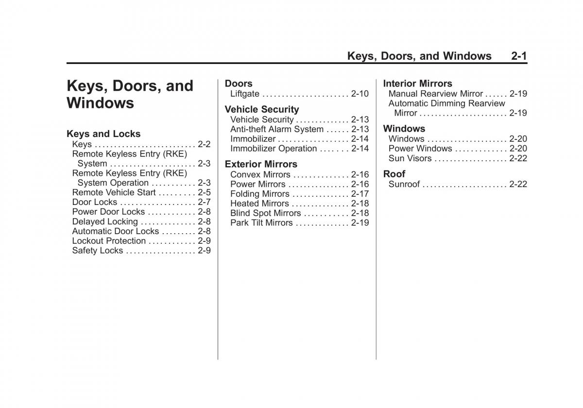 Chevrolet Traverse owners manual / page 33