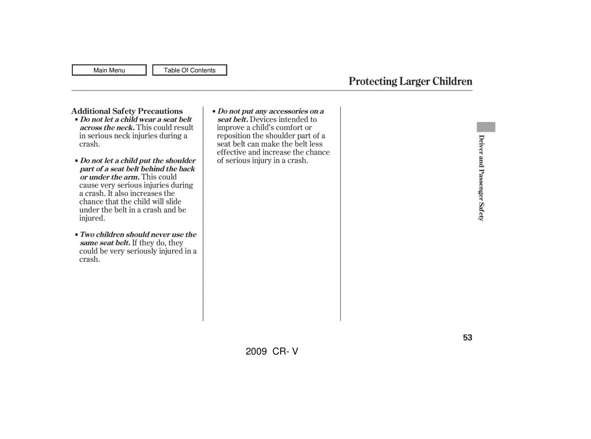 Honda CR V III 3 owners manual / page 57