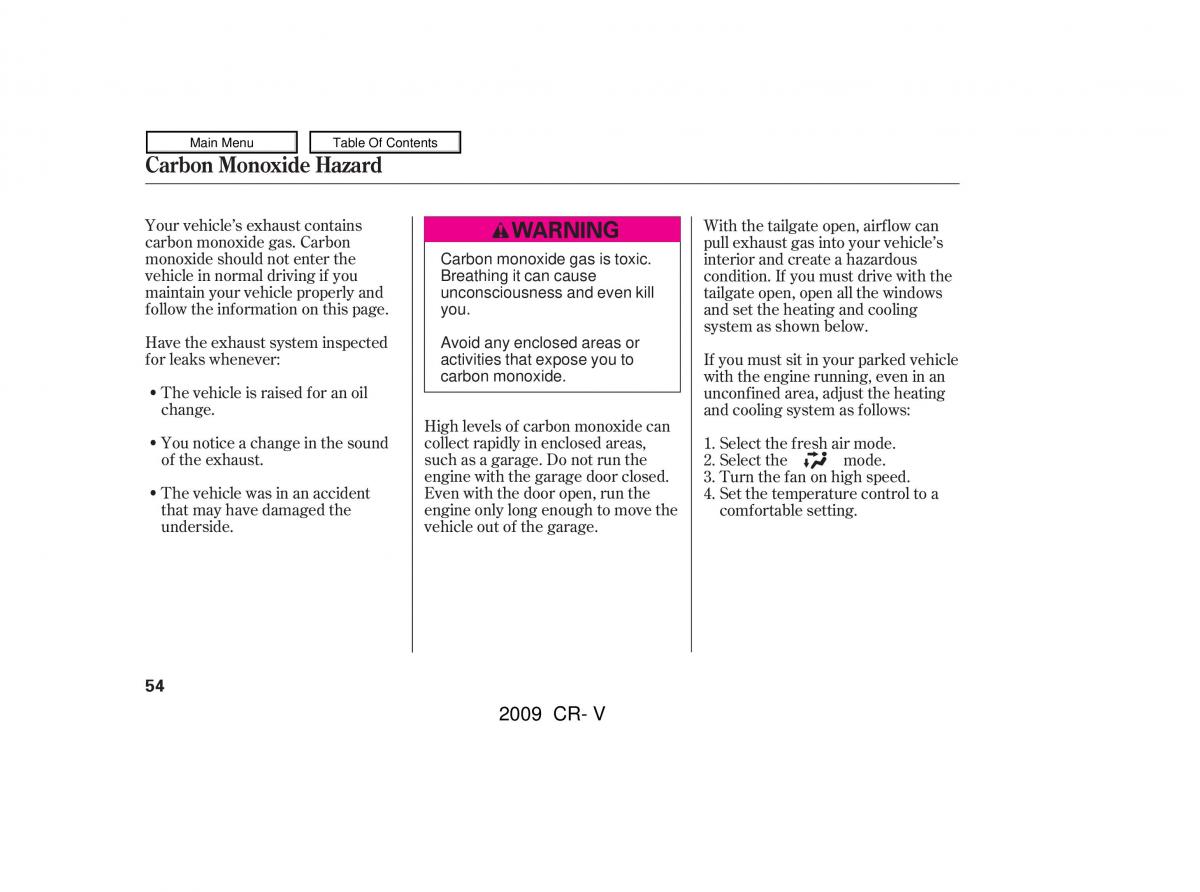 Honda CR V III 3 owners manual / page 58