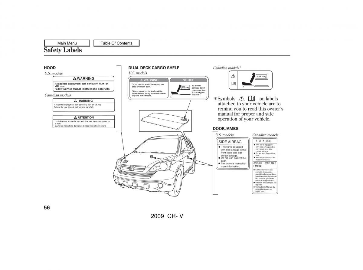 Honda CR V III 3 owners manual / page 60