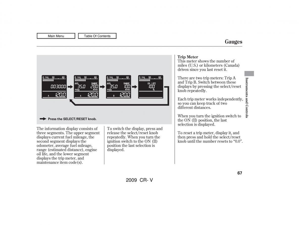 Honda CR V III 3 owners manual / page 71