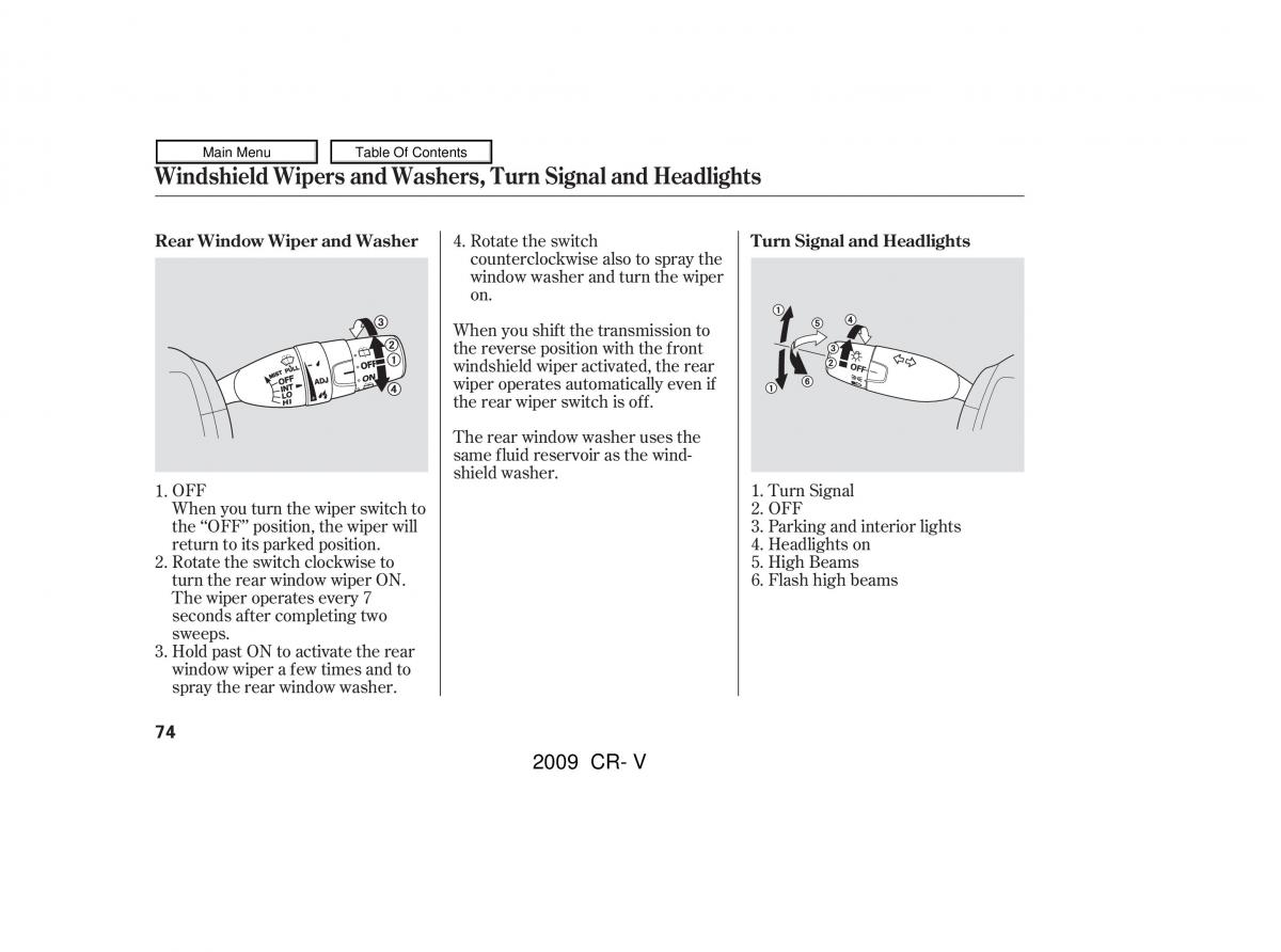 Honda CR V III 3 owners manual / page 78