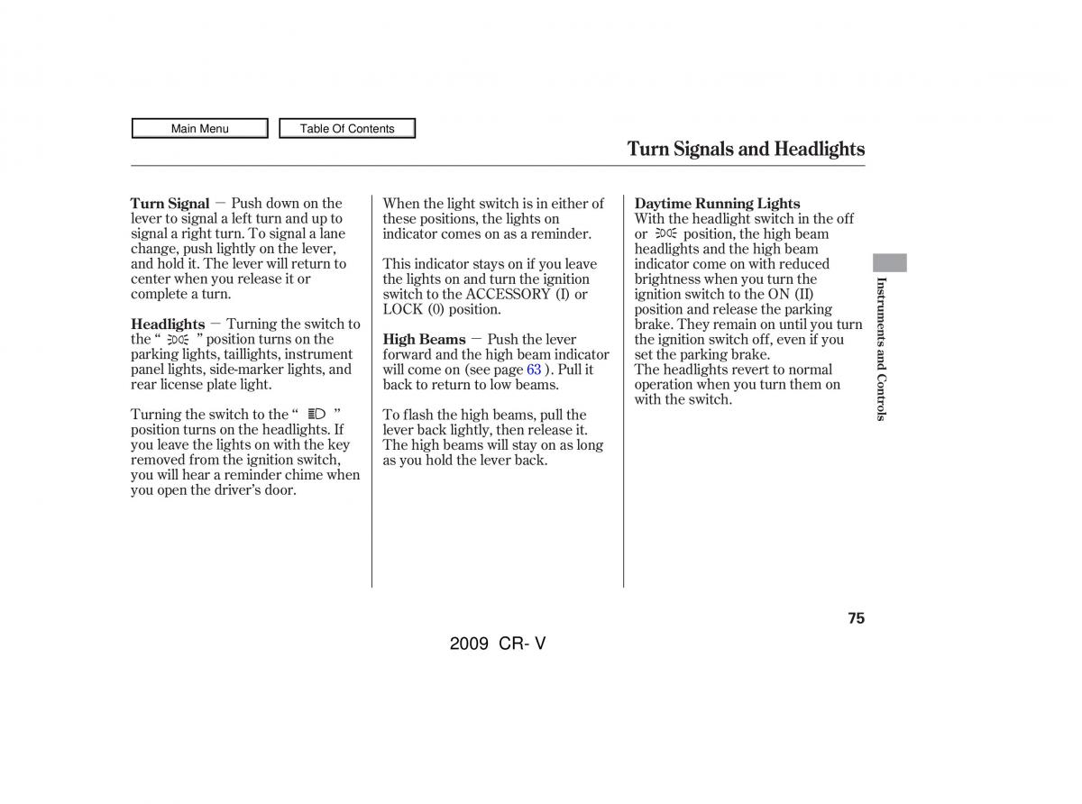 Honda CR V III 3 owners manual / page 79