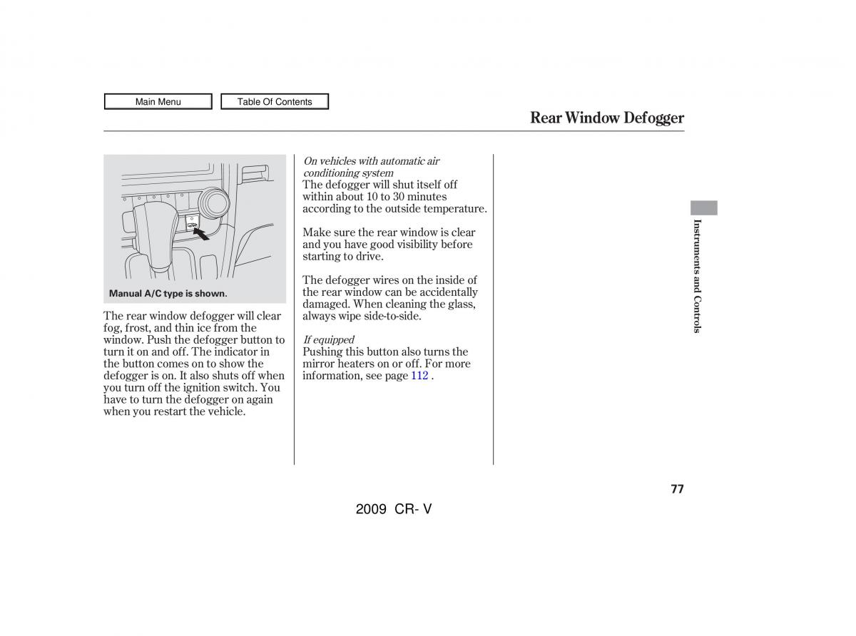 Honda CR V III 3 owners manual / page 81