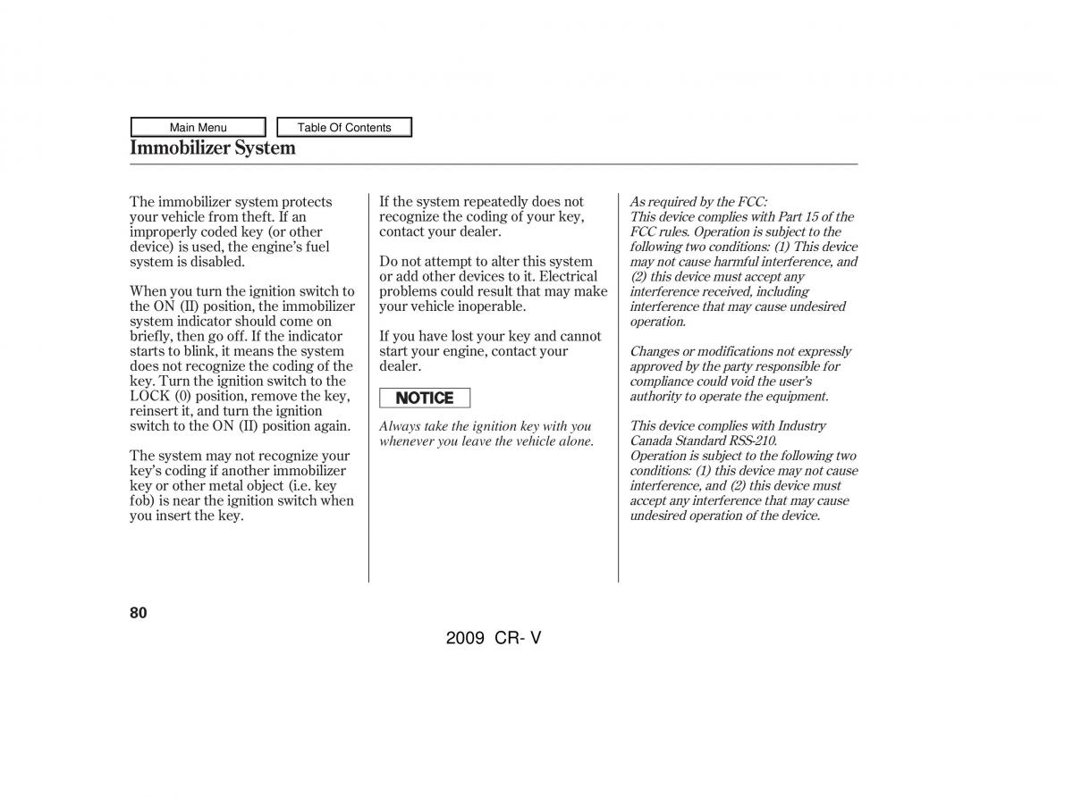 Honda CR V III 3 owners manual / page 84