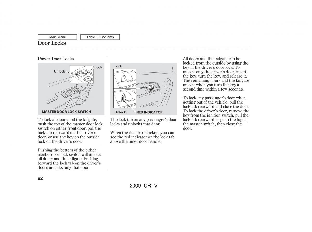 Honda CR V III 3 owners manual / page 86