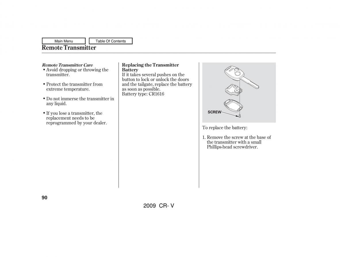 Honda CR V III 3 owners manual / page 94