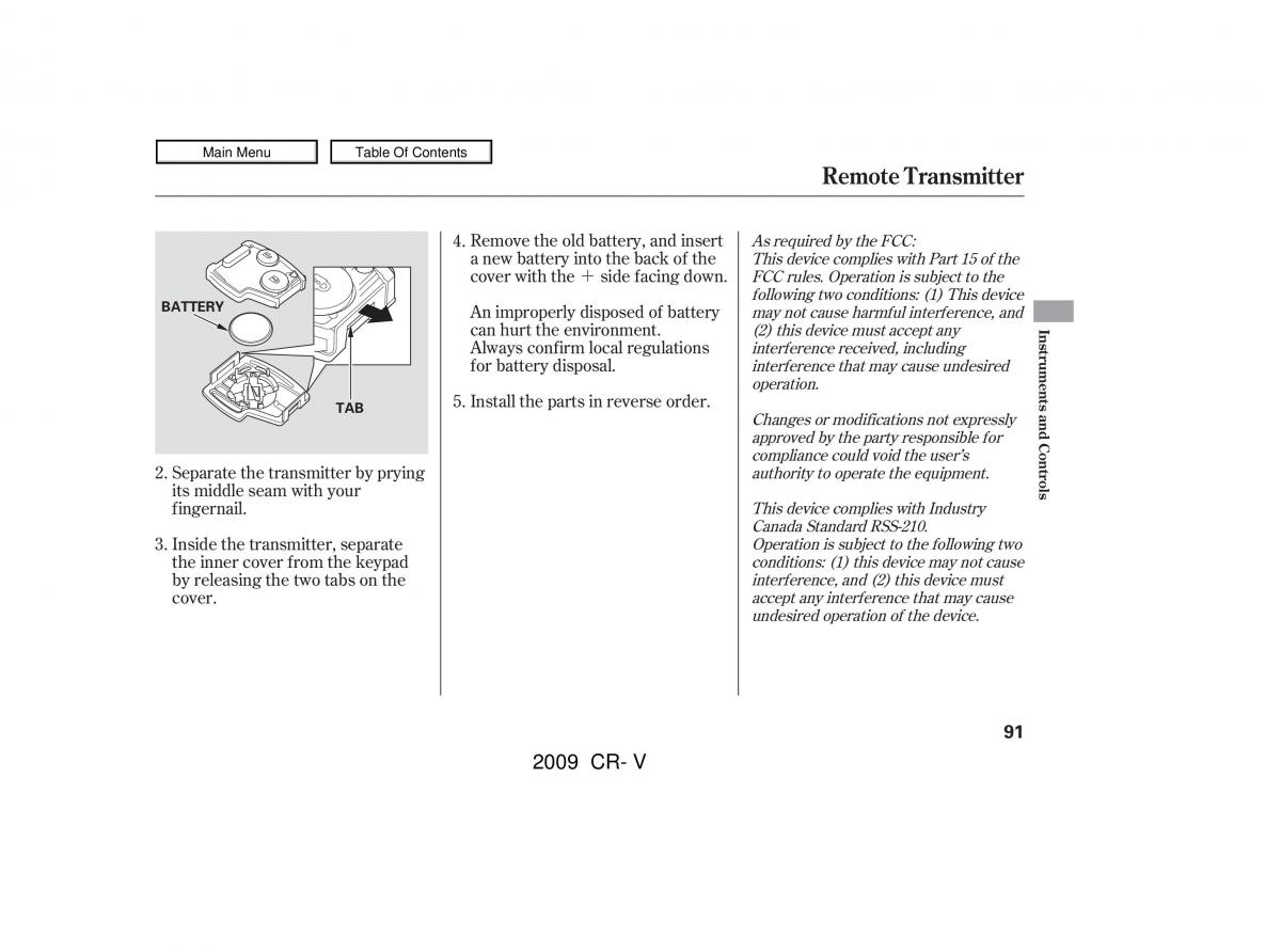 Honda CR V III 3 owners manual / page 95