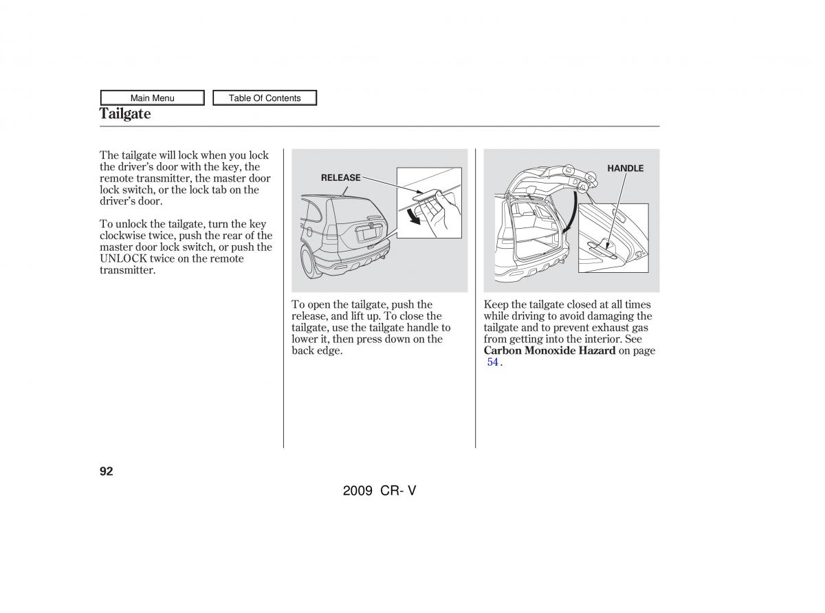 Honda CR V III 3 owners manual / page 96