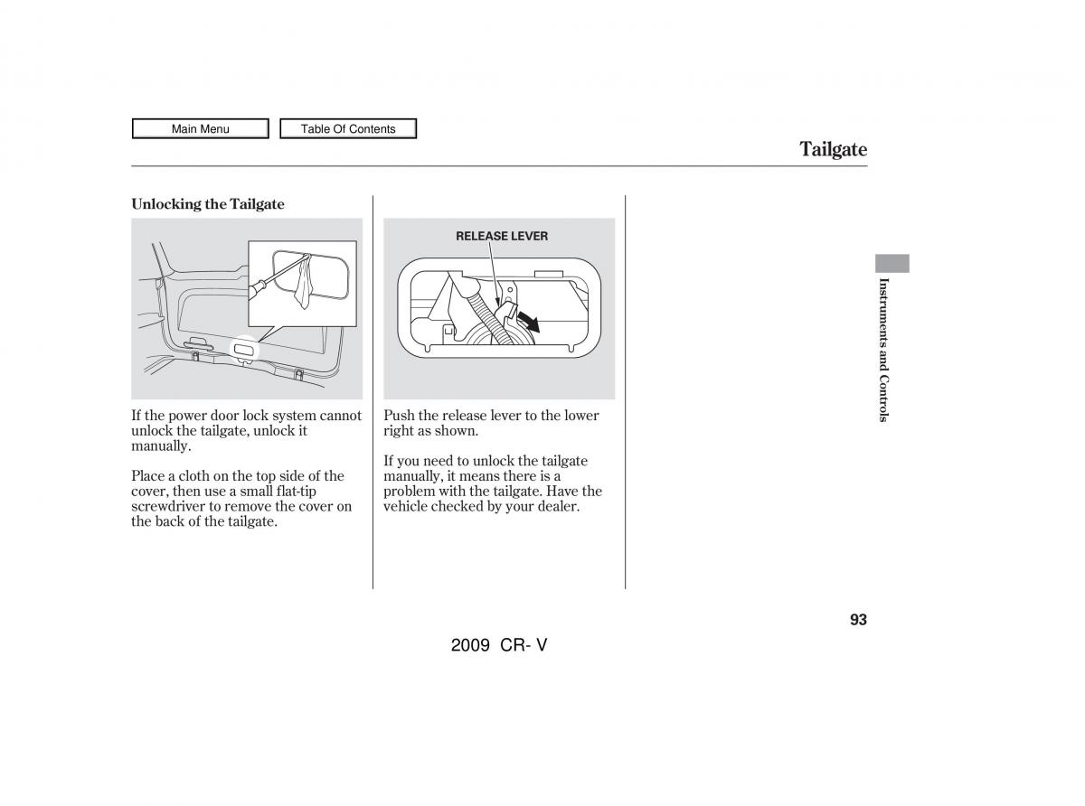 Honda CR V III 3 owners manual / page 97