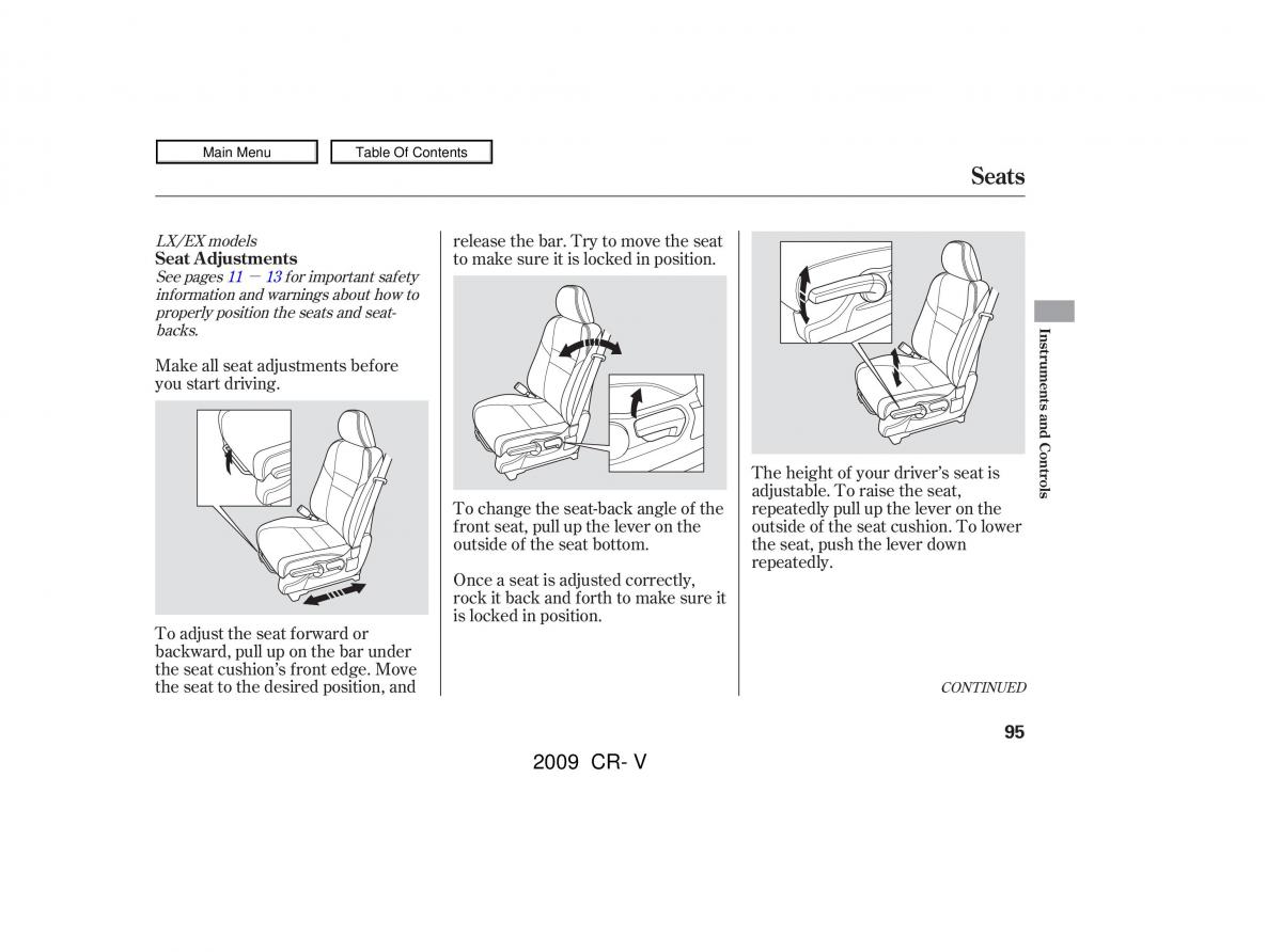 Honda CR V III 3 owners manual / page 99