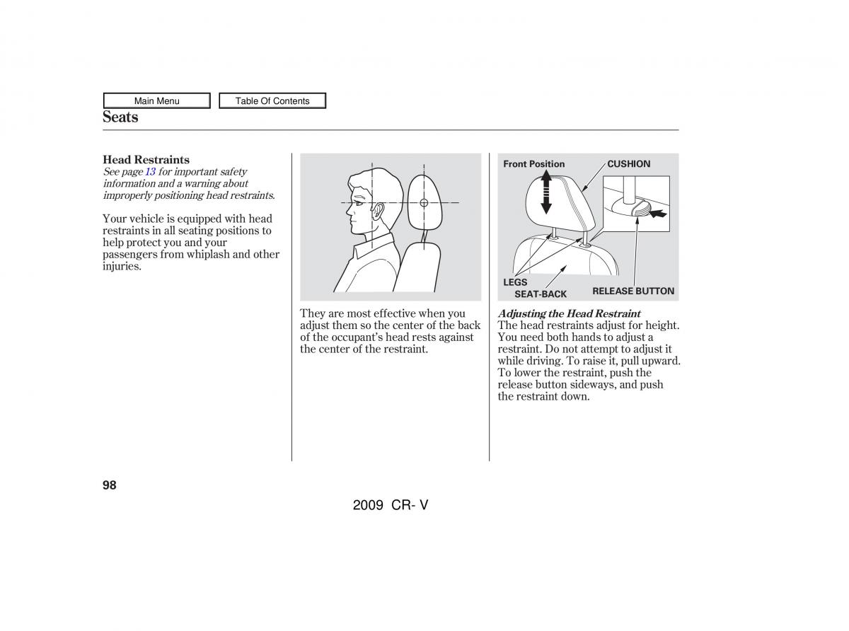 Honda CR V III 3 owners manual / page 102