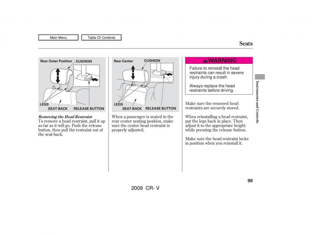 Honda CR V III 3 owners manual / page 103