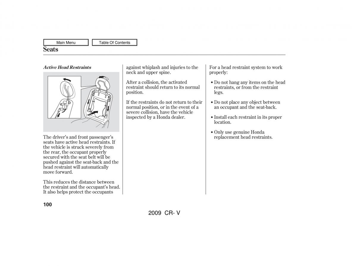 Honda CR V III 3 owners manual / page 104